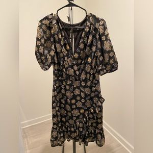 Express Black, white, & yellow dress